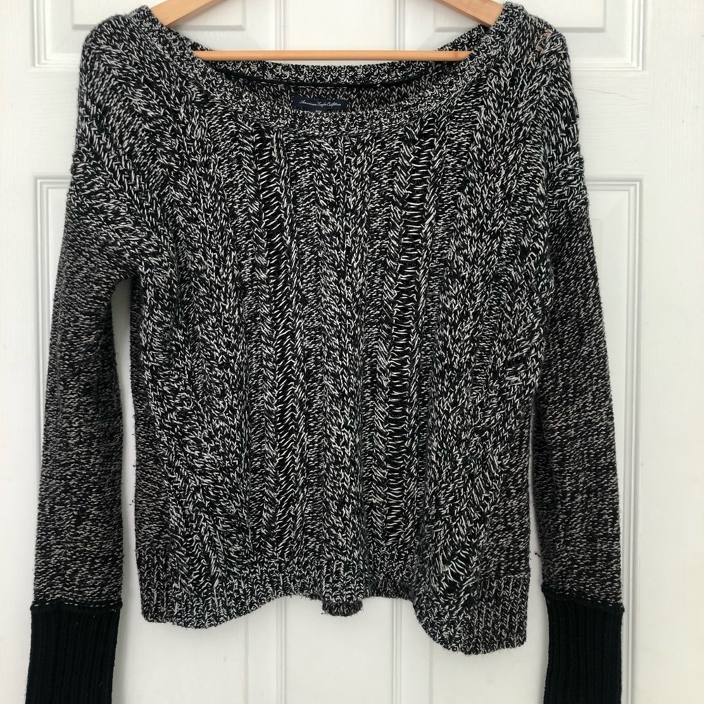 American Eagle Black Heather Knit Sweater